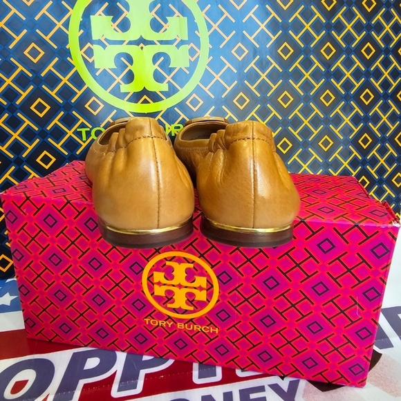 NEW!!! TORYBURCH MULTI LOGL BALLET GOAT LEATHER 7.5us (BROWN) - Picture 4 of 7